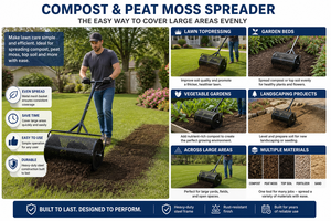 Compost & Peat Moss Spreader <b>Metal</b> Mesh Basket Lawn Topdressing <b>Roller</b> Garden Fertilizer Soil Spreader ODGGAD017 - Product Image 6