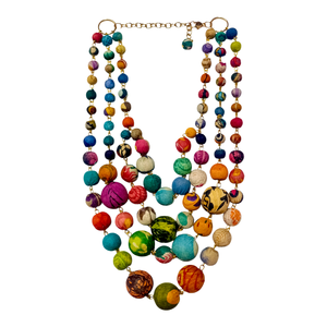 Multilayer Eco Friendly Handmade Beaded Necklace Unisex Gold Plated Chain Bohemian Style Ball Shape Artificial Party Wear - Product Image 3