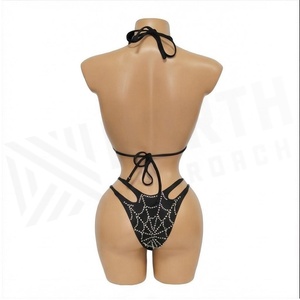 Ensemble de yoga 2 pièces imprimé papillon bleu avec finition dorée, body à col en V profond et jupe portefeuille longueur genou - Product Image 2