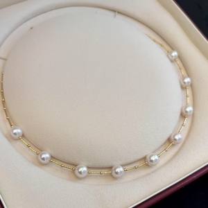 Collar de Perlas de Alta Gama con Diseño de Cielo Estrellado, Estilo Japonés y Coreano, 9-10 Perlas, Cadena de Clavícula con Nudo de Bambú Francés - Product Image 2