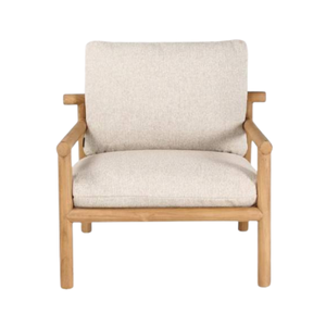 Scandinavian <b>Wooden</b> Armchair One Seat Garden <b>Sofa</b> with Padded Cushion Outdoor Furniture - Product Image 1
