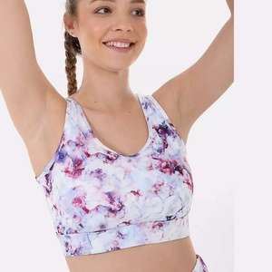 PIHA SPORTS Women's Strappy Longline Padded Sports <b>Bras</b> Four-Way <b>Stretch</b> Breathable Spandex/Polyester for Yoga Back Racer - Product Image 2