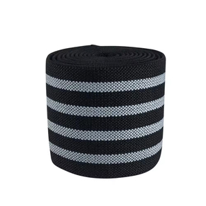 Wholesale Knee Pads Knitted <b>Black</b> Gray Striped Breathable Hook Loop Closure Unisex All Seasons Protection - Product Image 2