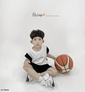 Ensemble de vêtements pour garçons en bas âge, t-shirts et shorts décontractés en coton pour l'été, style sportif, basket-ball, vente chaude - Product Image 3