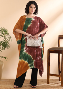 High Quality Designer Rayon <b>Kaftan</b> Tie Dyed <b>Summer</b> Daily Wear Regular Fit Sweetheart neck at Best Price by Supplier - Product Image 3
