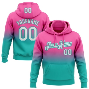 Sudadera con Capucha Deportiva de Moda, Diseño Nuevo, Personalizada, con Degradado Rosa, Blanco y Aqua, Venta al Por Mayor Directa de Fábrica - Product Image 1