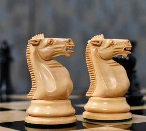 Juego de ajedrez antiguo Steinitz Staunton de 1865-70 en ébano, Rey de 3.75 pulgadas con reyes estampados y tablero de madera de ébano al mejor precio - Product Image 1