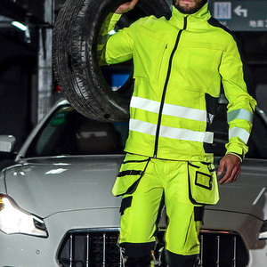 Ensemble veste de sécurité réfléchissante haute visibilité et pantalon cargo, classe 3, tenue de travail haute visibilité, fournisseur en gros avec logo personnalisé OEM - Product Image 4