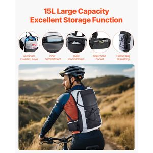 Zaino idrico isolato da 15L per escursioni, borsa sportiva da uomo con sacca idrica in TPU da 3L, zaino portaoggetti per idratazione - Product Image 5