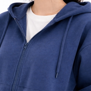 Sweat à capuche zippé uni de haute qualité pour femme, en molleton confortable et doux avec poches avant, sensation de chaleur - Product Image 4