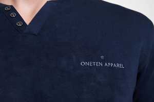 Oneten Apparel T-shirt à manches courtes et col en V pour homme, bleu marine, avec patte de boutonnage, coupe décontractée - Product Image 6