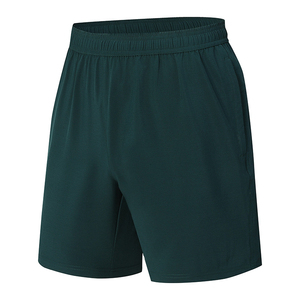 Men's <b>Black</b> 100% Cotton Solid Front Logo Quick Dry Elastic Waist Shorts with Pockets Casual Sport Style - Product Image 4