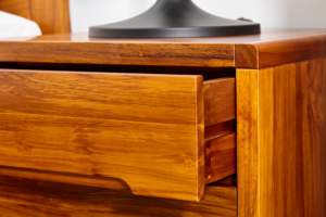 Mesita de noche de estilo clásico simple de teca, mesa de centro de madera - Product Image 5