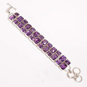 Natural Purple <b>Amethyst</b> Gemstone Tennis <b>Bracelet</b> 925 Sterling Silver Rose Gold Yellow Gold Plated Handmade Jewelry Christmas Gif - Product Image 2