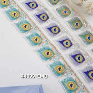 Bordure en dentelle brodée pour vêtements, mariage, mode, décoration, OEM, vente en gros, exportation, Inde - Product Image 1