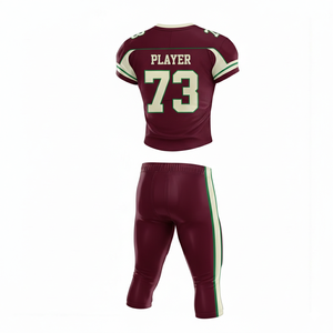 Uniforme de Fútbol Americano para Hombre, Color Granate con Detalles Verdes y Crema, Manga Corta, Ajustado, Transpirable, Cuello en V, Poliéster, para Todo Tipo de Clima - Product Image 3