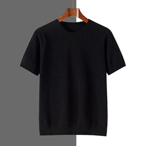T-shirt à manches courtes pour homme en coton et fibre de bambou, imprimé lettres sur le devant, col rond, coupe décontractée, respirant, anti-plis, séchage rapide - Product Image 2
