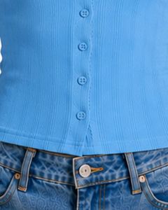 เสื้อกล้ามถักทรงครอปสีฟ้าอ่อนสำหรับผู้หญิง แบบร่อง มีกระดุมด้านหน้า ผ้าฝ้ายยืด ทรงเข้ารูป สวมใส่สบาย เหมาะสำหรับฤดูร้อน - Product Image 6