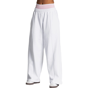 Women's White Wide Leg Sweatpants High Waist Elastic Loose Fit Casual Long <b>Trousers</b> best oversized relax <b>baggy</b> sweatpants - Product Image 1