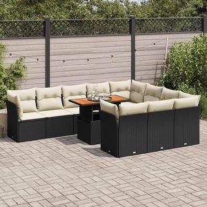 Conjunto de Sofás de Jardín en Blanco Crema y Negro - Product Image 1