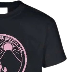 เสื้อยืดแฟชั่นลำลองสำหรับวัยรุ่นสีดำ แขนสั้น พิมพ์ลายขอบสีชมพู คอกลม น้ำหนักเบา เหมาะสำหรับฤดูร้อน ใส่ได้ทุกวัน ยูนิเซ็กซ์ ผ้าฝ้าย 100% - Product Image 2