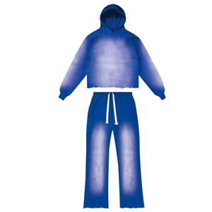 Ensemble de survêtement 2 pièces pour homme en molleton bouclette 100% coton, coupe ample, style streetwear, avec broderie 3D et impression DTG - Product Image 3