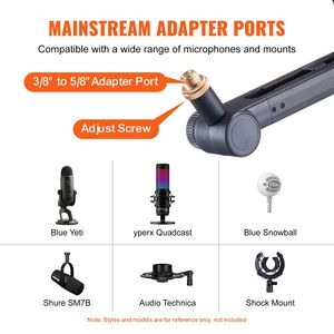 Supporto per Microfono da Scrivania Regolabile con Rotazione a 360 Gradi, Adattatore Universale 3/8'' 5/8'', Supporto Flessibile per Cuffie - Product Image 5