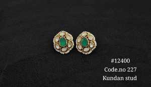 Pendientes ovalados Kundan 12400, tono dorado, latón, estilo étnico, pendientes florales, joyería de moda para mujer, boda - Product Image 2