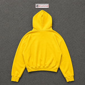 Sudadera con Capucha Amarilla Extra Grande Personalizada con Gráfico de Árbol del Bosque Negro, Sudadera Vintage Desgastada Estilo Streetwear para Hombre y Mujer - Product Image 6