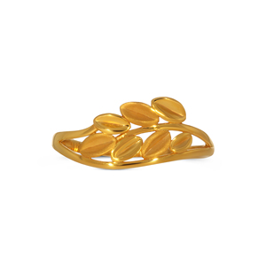 Bague Minimaliste en Or avec Motif Feuille, Bague de Luxe en Forme de Branche Dorée pour Femme, Bague Ouverte Élégante d'Inspiration Naturelle et Botanique - Product Image 3