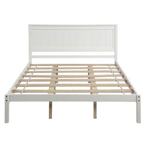 Letto matrimoniale in legno con piattaforma e testiera, supporto a doghe in legno, non necessita di rete a molle - Product Image 6