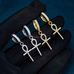 Pendiente de tuerca de una sola piedra con clase para hombre, pendiente de diamante de moissanita VVS de plata de ley con forma cuadrada grande, pendiente de hip hop - Product Image 2