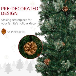 Albero di Natale Sottile da 2,9 m con Rami Realistici, Pigne e Base in Metallo - Verde Pino - Product Image 6