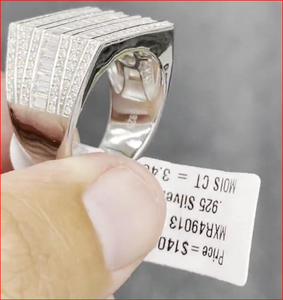 Geometric Cocktail <b>Ring</b> With Emerald Cut Cubic Zirconia Channel Setting Rhodium Plated Stainless Steel Modern Party Jewelry - Product Image 3