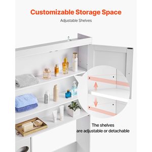 Meuble de rangement pour salle de bain à poser au-dessus des toilettes, 67,44 pouces de hauteur, organisateur de spa avec double porte et étagère réglable pour mobilier de salle de bain - Product Image 3
