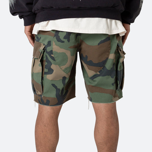 Men's Solid High Street 100% Cotton Canvas Cargo Shorts-Multi-Pocket Gym Running Comfort <b>Elastic</b> Waistband Loose Fit Breathable - Product Image 4