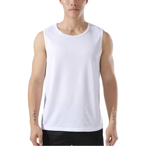Débardeurs de sport pour hommes en polyester 100% de haute qualité, col en V, sans manches, respirants, tricotés, pour l'entraînement, décontractés, vente en gros - Product Image 2