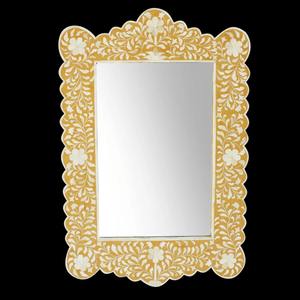 กระจกติดผนังทรงสี่เหลี่ยมผืนผ้าตกแต่งบ้านอย่างหรูหรา คุณภาพสูง ประดับด้วยเรซิ่นและกระดูก  ขอบโลหะเคลือบเงา  ตกแต่งด้วยไม้  สวยงามอย่างยอดเยี่ยม - Product Image 1