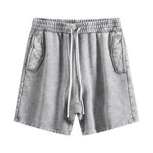 2026 Wholesale High Quality 380gsm 100% Cotton Washed Distressed Shorts Trendy Cargo Bike Casual Breathable <b>Jeans</b> Shorts For Man - Product Image 1