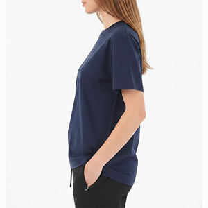 เสื้อยืดผู้หญิงสีกรมท่า ผ้าฝ้าย คอกลม แขนสั้น ทรงหลวม สวมใส่สบาย พิมพ์ลายโลโก้ ผ้าเจอร์ซีย์ระบายอากาศ ใส่ได้ทุกฤดู - Product Image 6