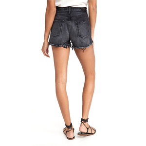 Shorts de Mezclilla Transpirables de Cintura Alta para Mujer, de Secado Rápido, Alta Calidad, Estilo Vintage, Corte Recto, Casuales, Sexys, Negros, Personalizables - Product Image 2