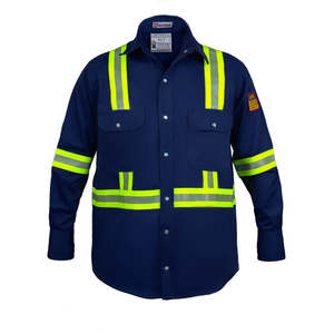 X-Large Chemise haute visibilité bleu marine 100% C-7 oz Vêtements de sécurité haute visibilité résistants aux flammes - Product Image 1