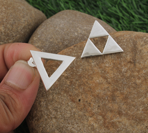 Wholesale Minimalist Triangle <b>Stud</b> <b>Earrings</b> Small Geometric 925 <b>Silver</b> Plated <b>Earrings</b> Dainty CZ Triangle <b>Earrings</b> for Women - Product Image 2