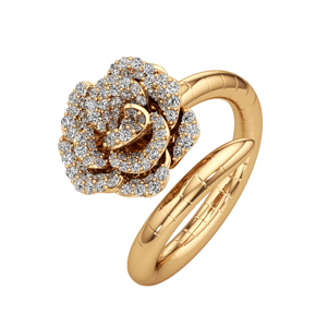 Anillo de Cóctel con Flor Romántica, Oro Sólido de 18K, Diamante de Corte Brillante Redondo, Joyería de Boda para Mujer - Product Image 1