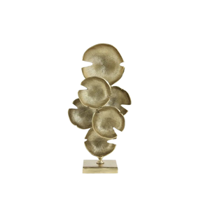 Metal Tabletop Decorative Showpiece Metal <b>Round</b> Gold Plated Leaf Sculpture on Marble Base for <b>Table</b> Decoration & Hotel Tabletop - Product Image 5