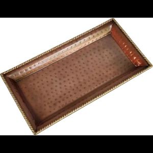 Plateau de service rectangulaire classique en cuivre avec incrustation dorée gravée sur mesure, ensemble de plats réutilisables, portables et compatibles lave-vaisselle pour apéritifs - Product Image 4