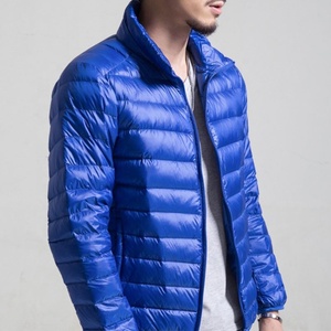 <b>Men's</b> Black Lightweight Puffer Jacket Stand Collar Zipper Closure Windproof Casual Winter Wear With Storage <b>Pouch</b> - Product Image 4
