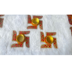 Decorative Swastik <b>Tealight</b> Candle Holder | Golden Metal Diya for Diwali Puja & Festival Decor | Traditional Indian Gift Item - Product Image 1