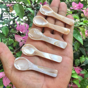 Natural White Mother of Pearl Caviar <b>Spoon</b> Handmade Eco-Friendly MOP Tableware ARTEX QUANG PHU - Product Image 1