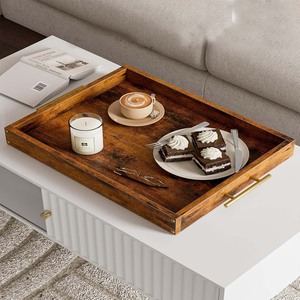 Bandeja de madera de mango de estilo vintage con asas doradas, superficie de pizarra decorativa para mesa de centro o exhibición de mesa de comedor elegante - Product Image 4